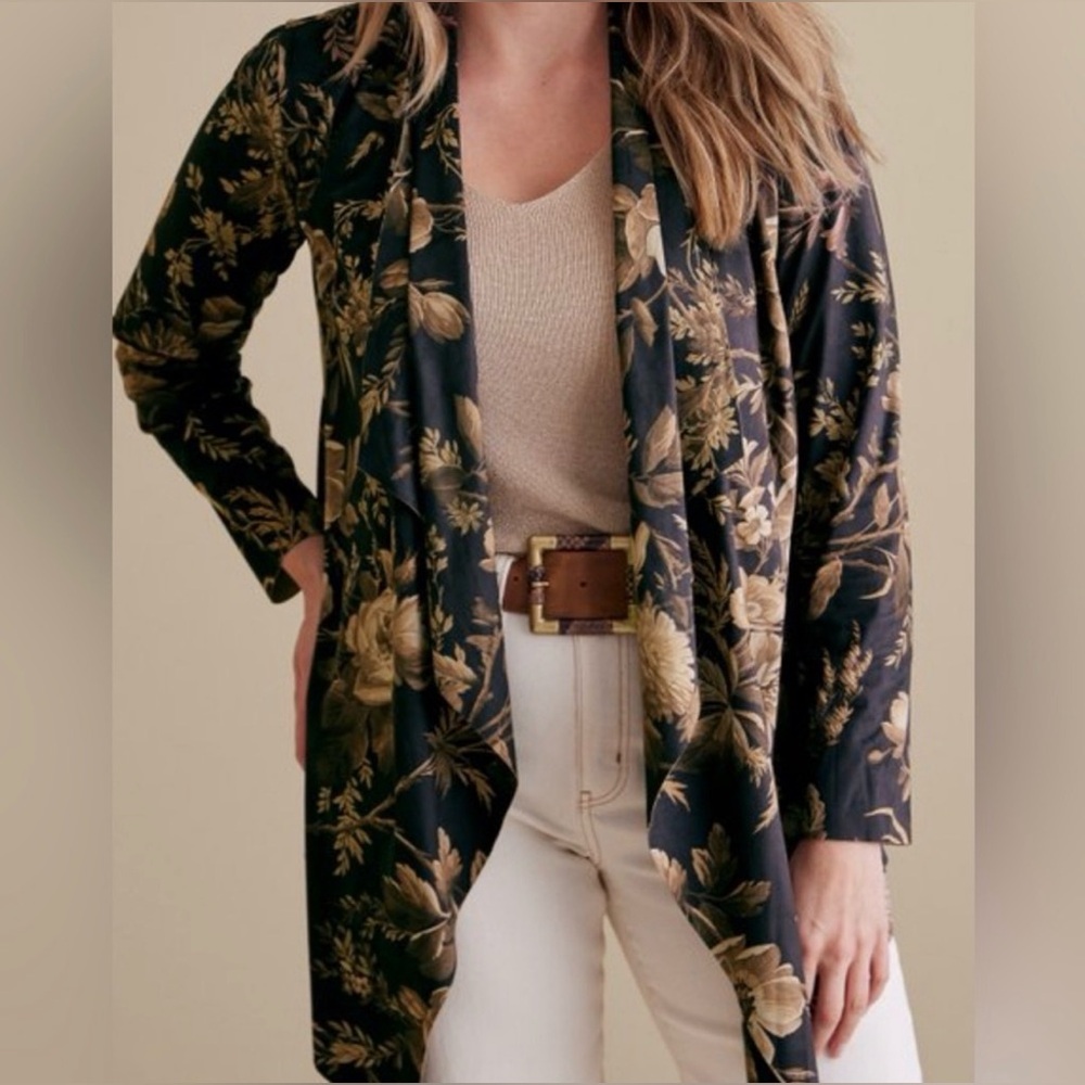Soft Surroundings Floral Shape Drape faux suede jacket Medium